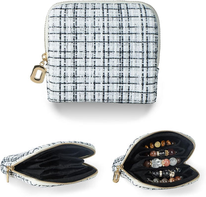 Travel Jewelry Case, Small Velvet Jewelry Bag with Zipper, 5-Layer Anti-Scratch Pouch for Bracelets Necklaces Earrings, Tangle-Free Jewelry Storage, Gift for Her Chenille Velvet Yellow