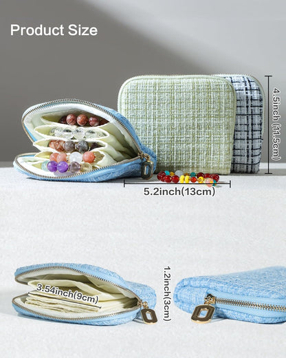 Travel Jewelry Case, Small Velvet Jewelry Bag with Zipper, 5-Layer Anti-Scratch Pouch for Bracelets Necklaces Earrings, Tangle-Free Jewelry Storage, Gift for Her Chenille Velvet Yellow