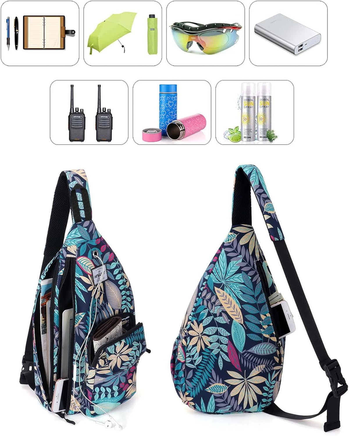 Backpack Sling for Women Anti-Water Crossbody Bag Inclined Adjustable Pack | Casual - Colors B