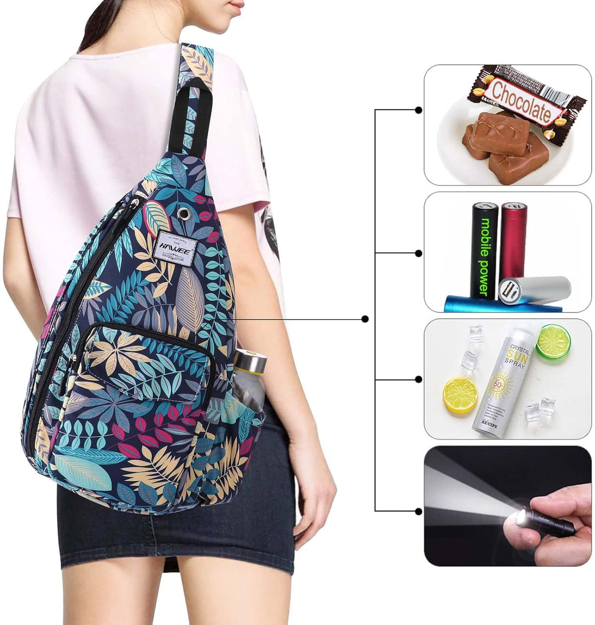 Backpack Sling for Women Anti-Water Crossbody Bag Inclined Adjustable Pack | Casual - Colors B
