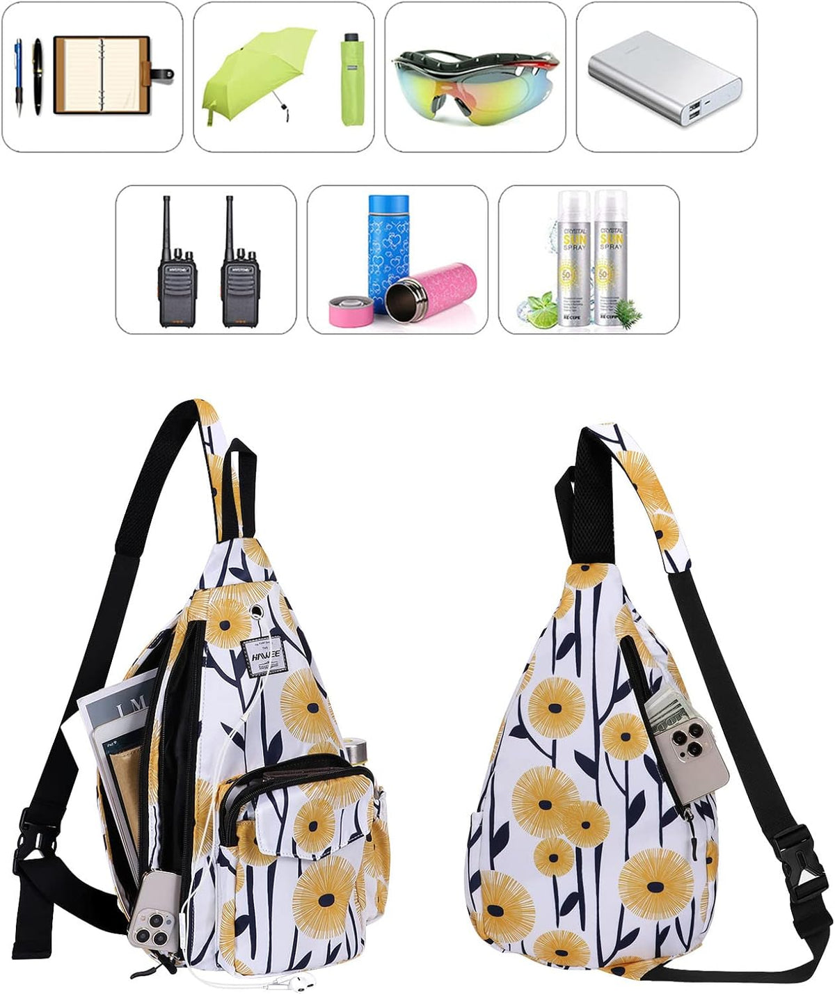Backpack Sling for Women Anti-Water Crossbody Bag Inclined Adjustable Pack | Casual - Colors B
