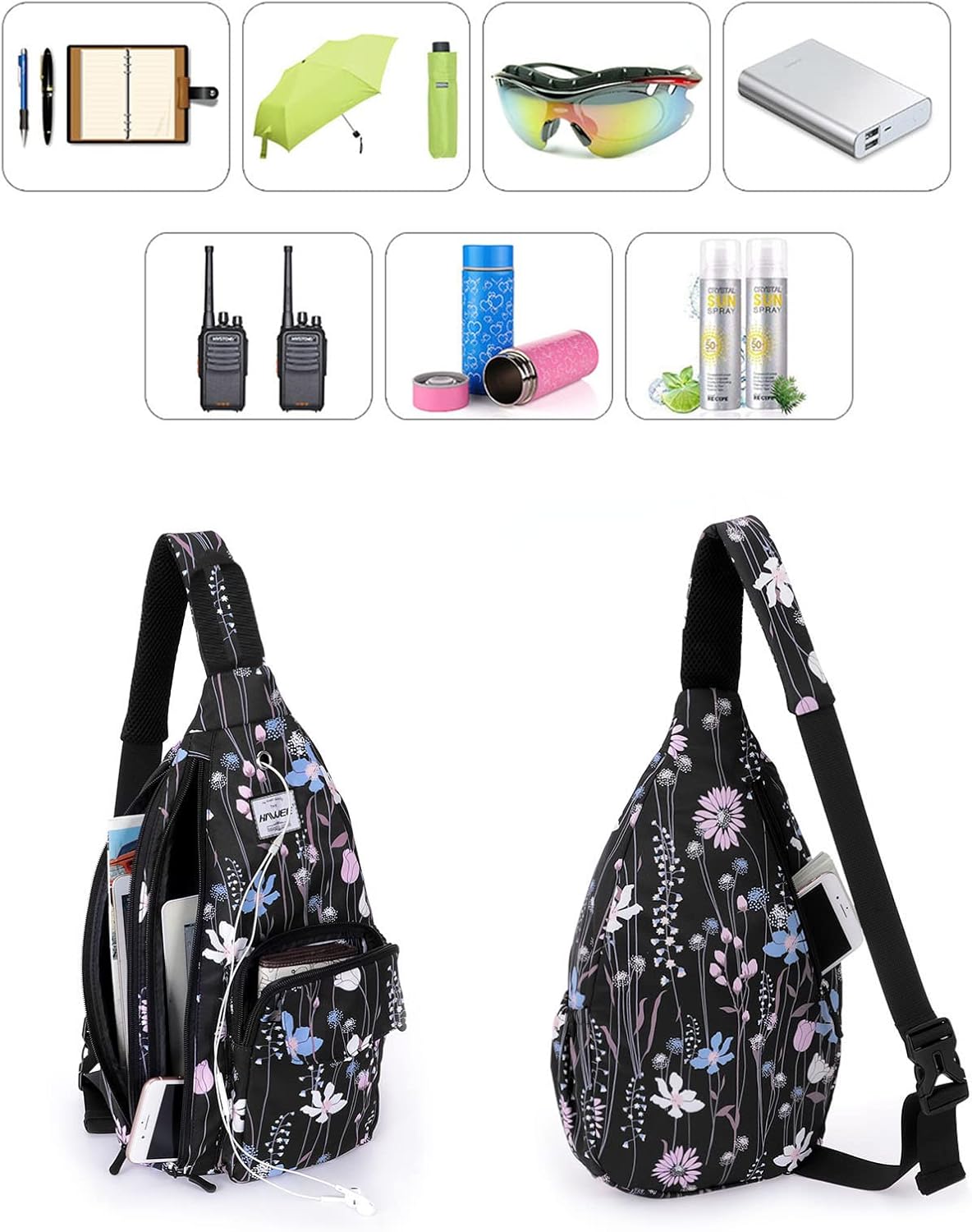 Backpack Sling for Women Anti-Water Crossbody Bag Inclined Adjustable Pack | Casual - Colors B