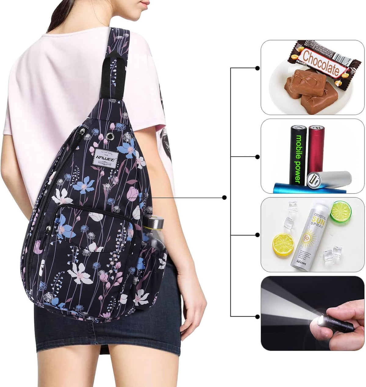 Backpack Sling for Women Anti-Water Crossbody Bag Inclined Adjustable Pack | Casual - Colors B