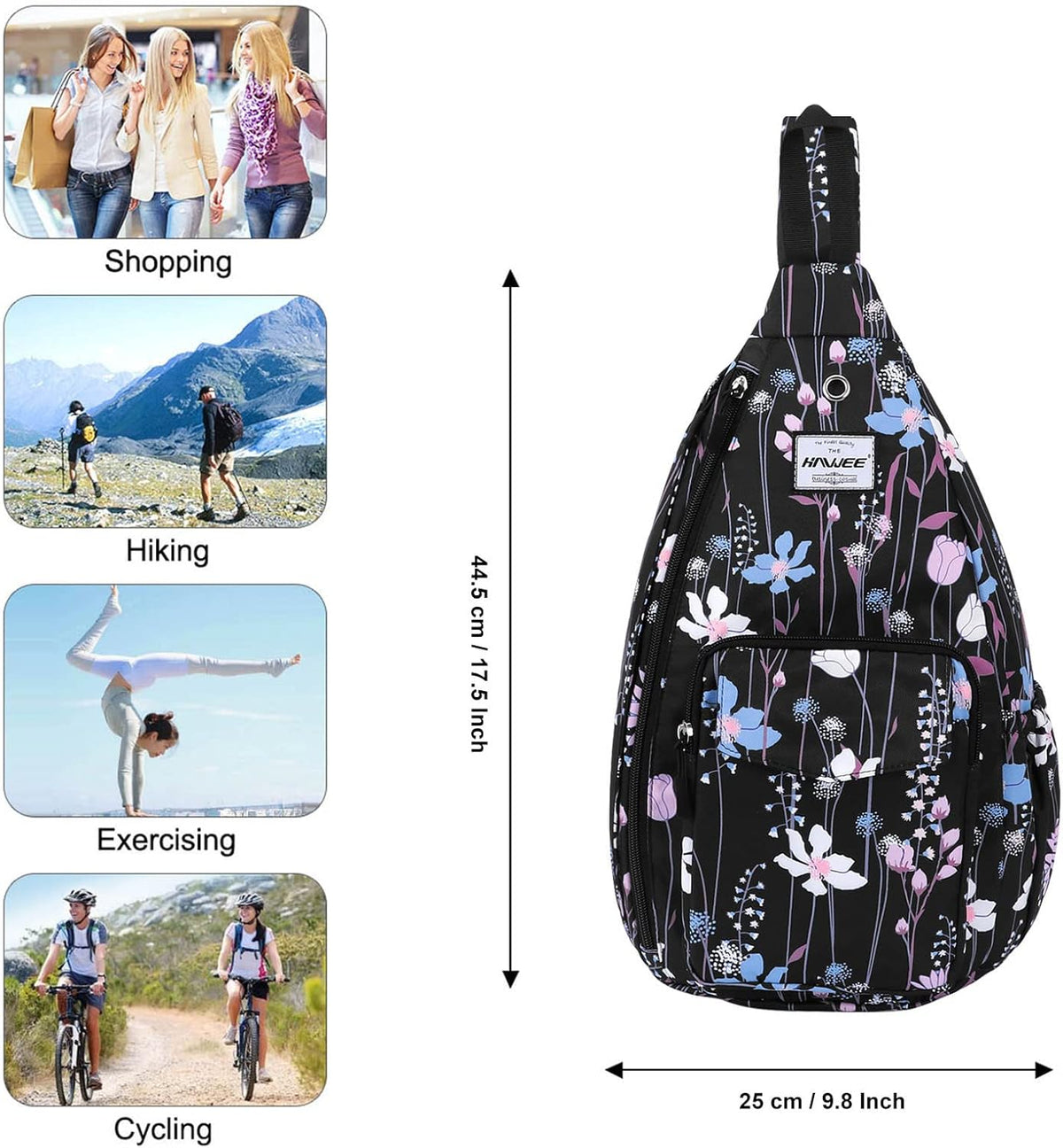 Backpack Sling for Women Anti-Water Crossbody Bag Inclined Adjustable Pack | Casual - Colors B