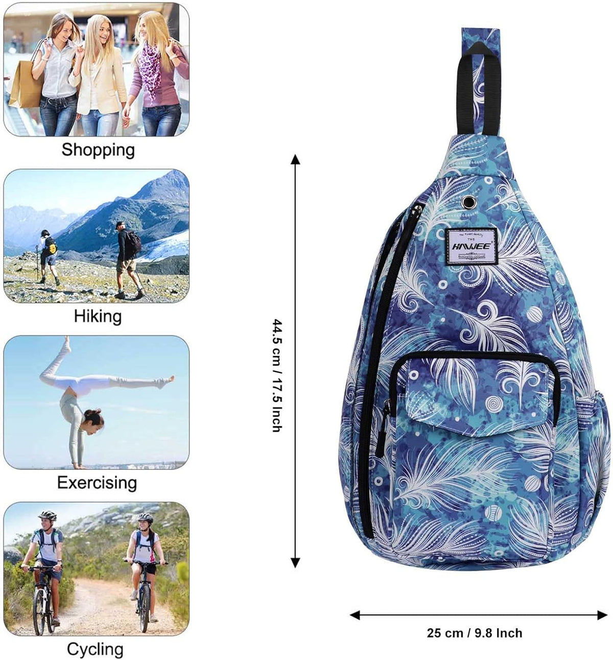 Backpack Sling for Women Anti-Water Crossbody Bag Inclined Adjustable Pack | Casual - Colors B