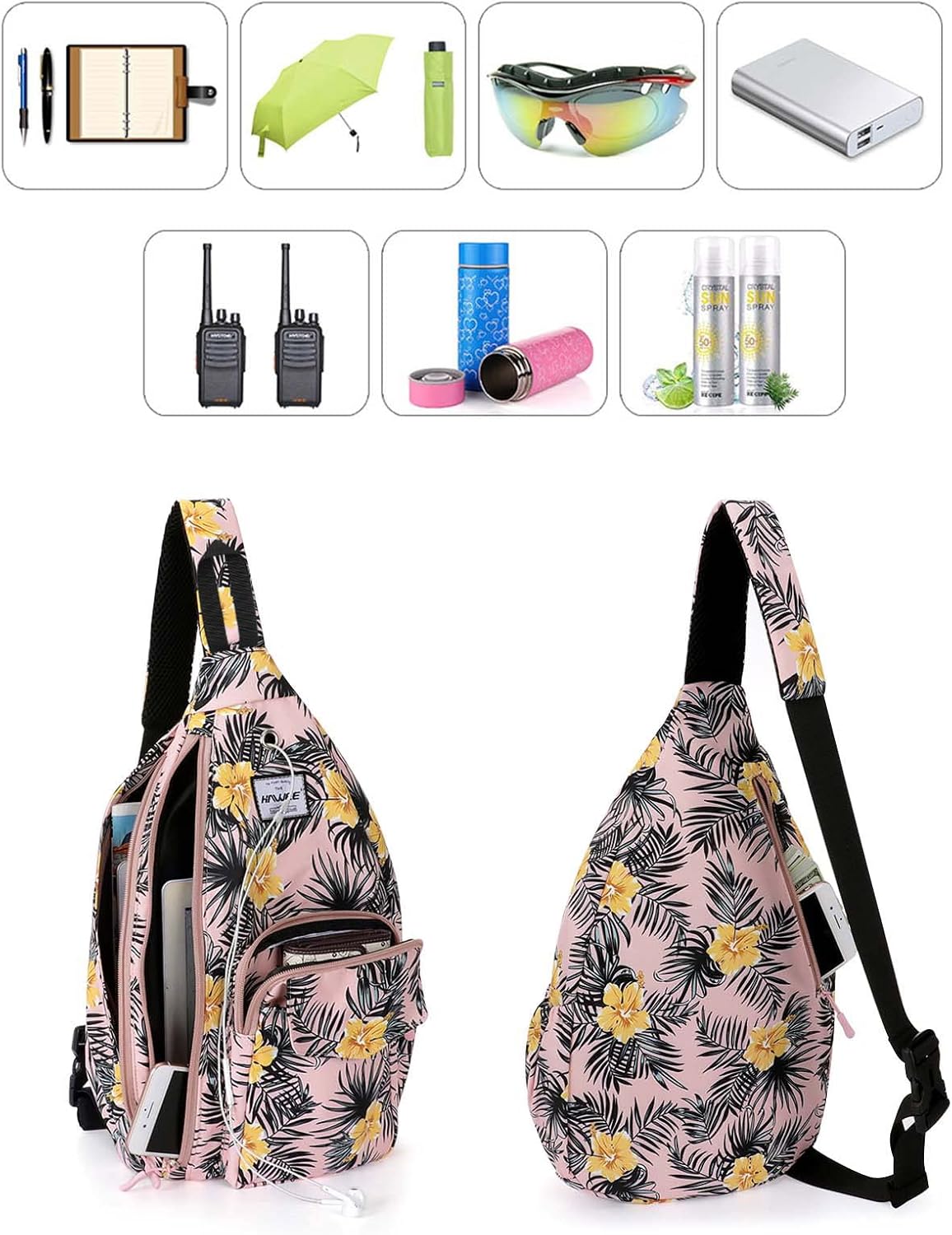 Backpack Sling for Women Anti-Water Crossbody Bag Inclined Adjustable Pack | Casual - Colors B