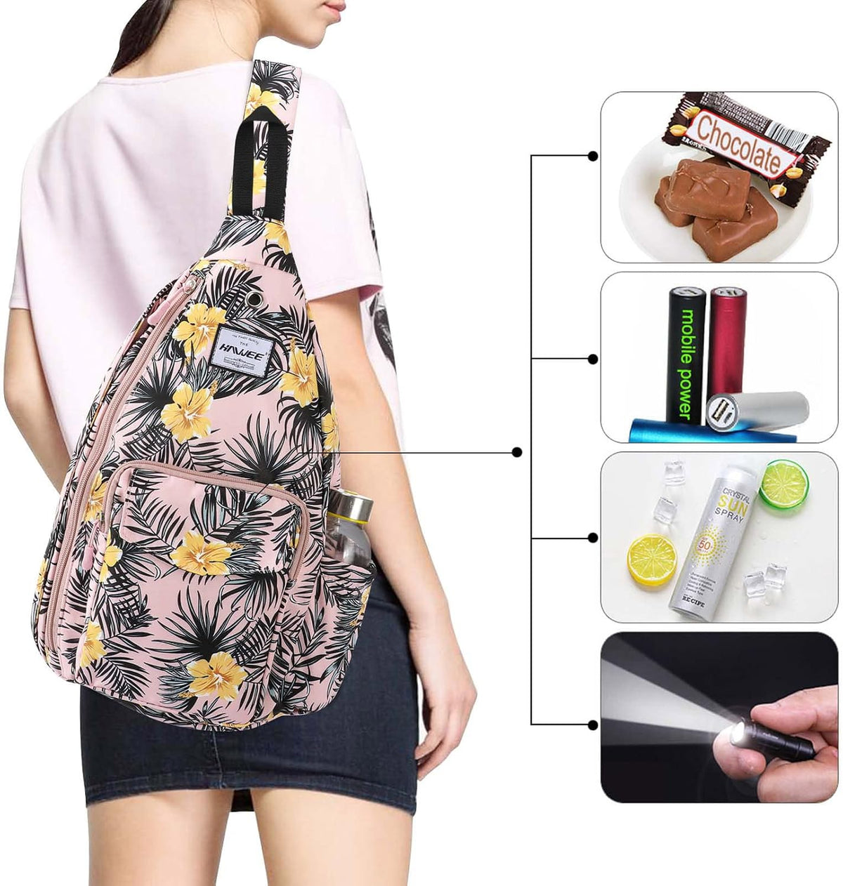 Backpack Sling for Women Anti-Water Crossbody Bag Inclined Adjustable Pack | Casual - Colors B