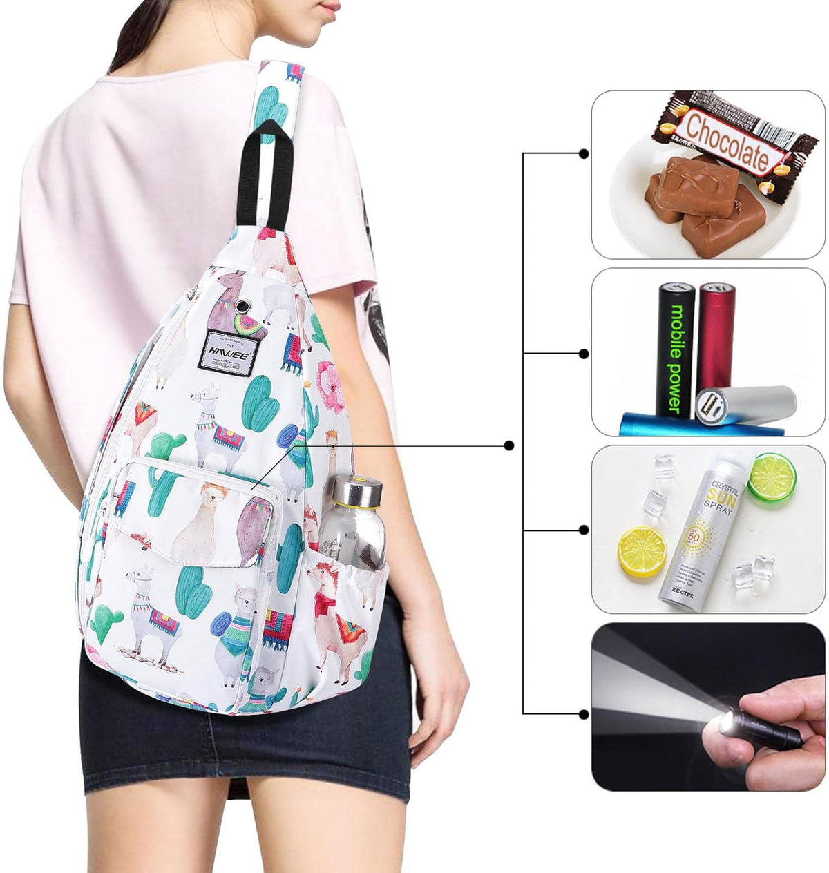 Backpack Sling for Women Anti-Water Crossbody Bag Inclined Adjustable Pack | Casual - Colors B