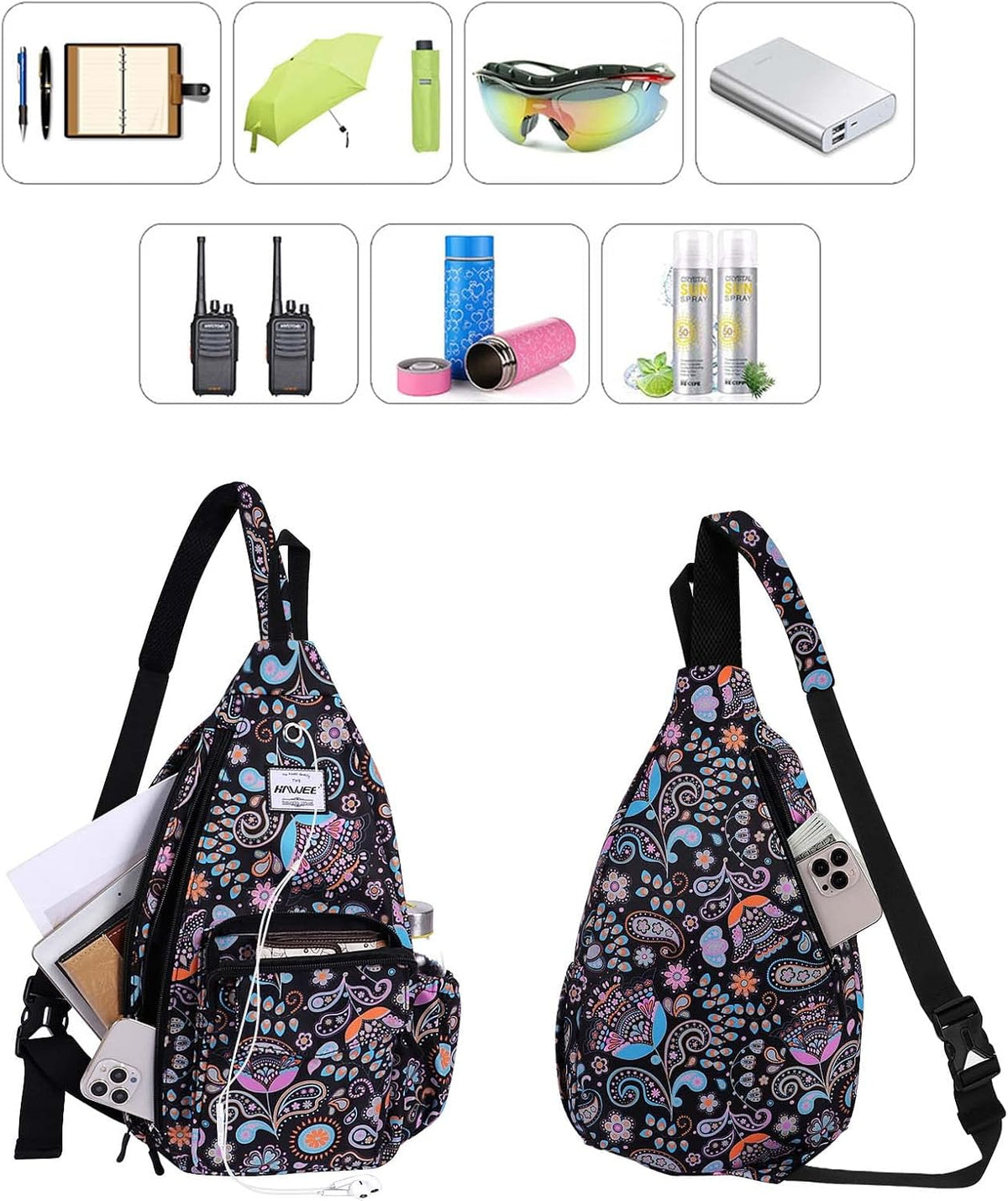 Backpack Sling for Women Anti-Water Crossbody Bag Inclined Adjustable Pack | Casual - Colors B
