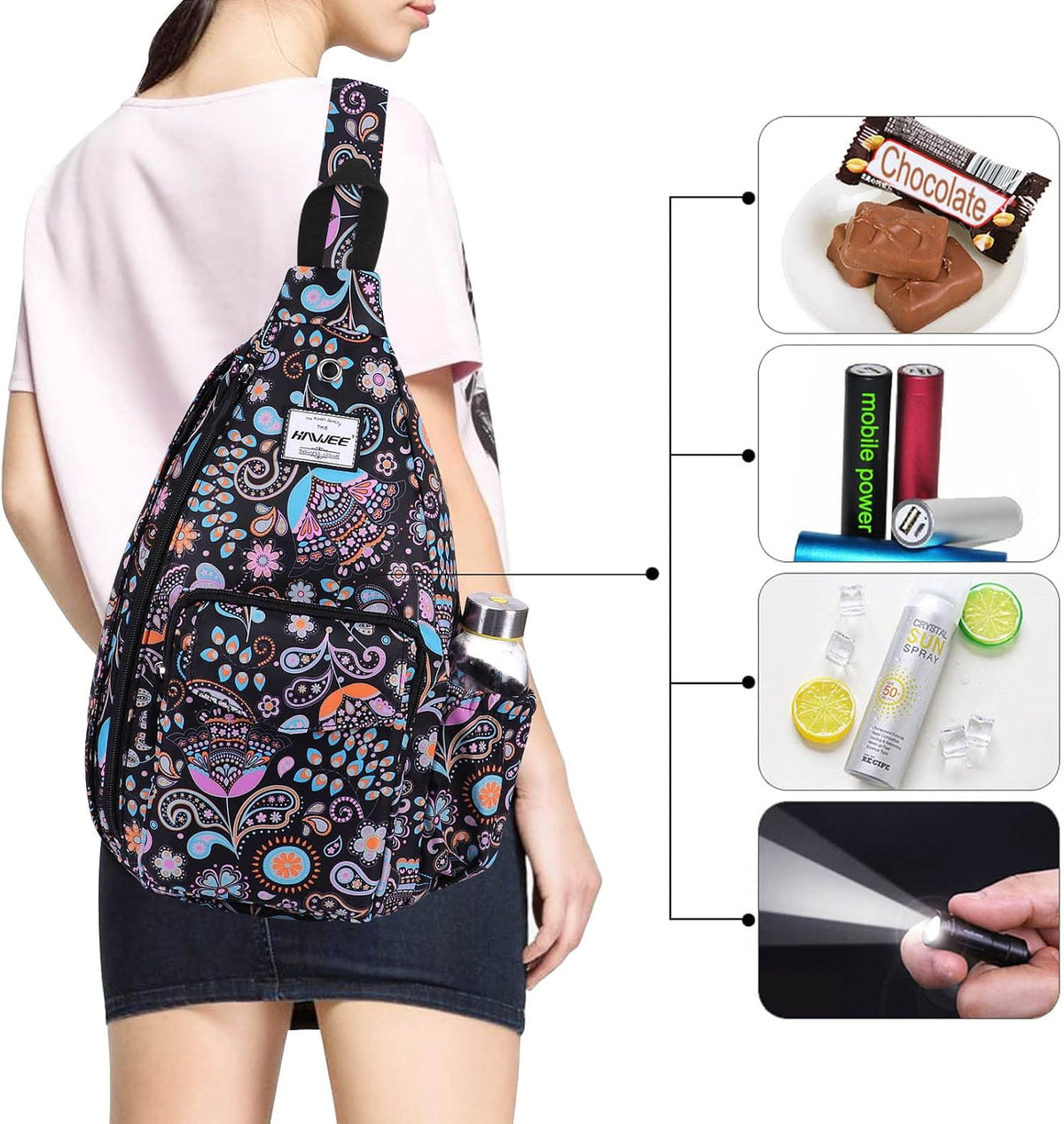 Backpack Sling for Women Anti-Water Crossbody Bag Inclined Adjustable Pack | Casual - Colors B