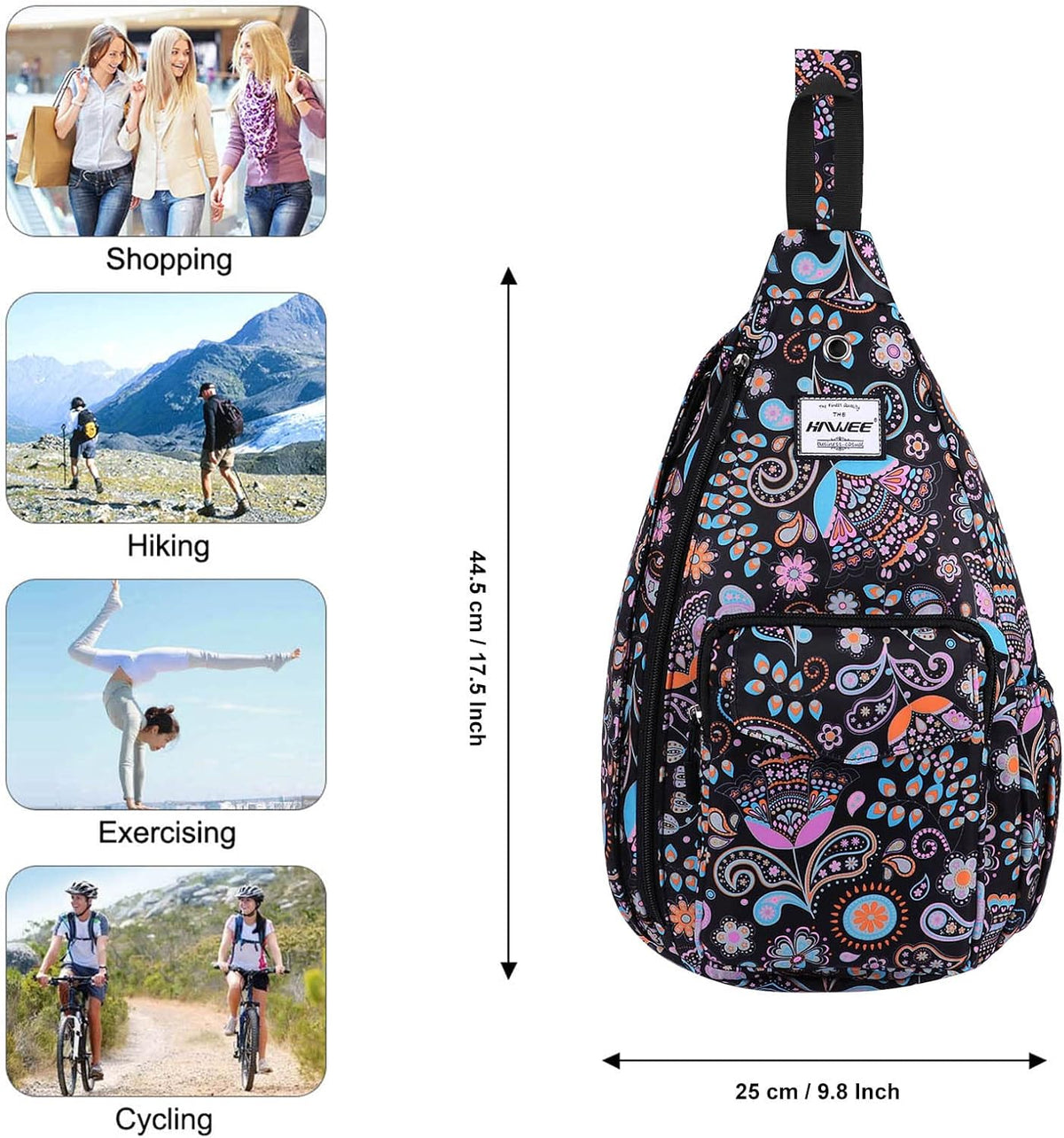 Backpack Sling for Women Anti-Water Crossbody Bag Inclined Adjustable Pack | Casual - Colors B