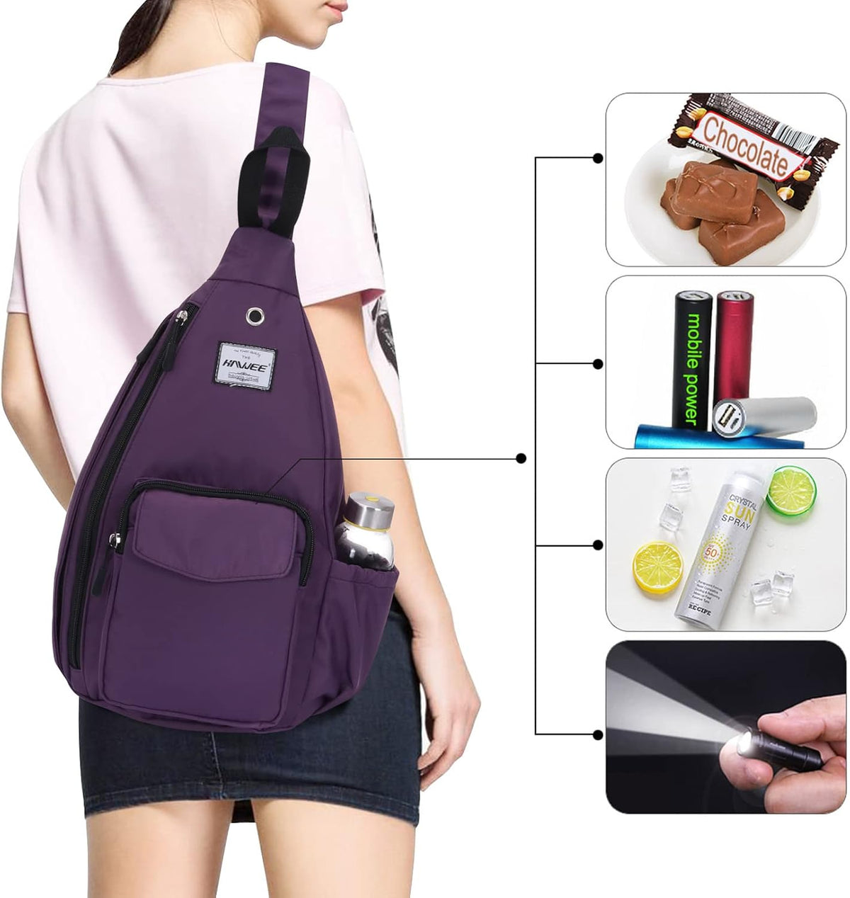 Backpack Sling for Women Anti-Water Crossbody Bag Inclined Adjustable Pack | Casual - Colors B