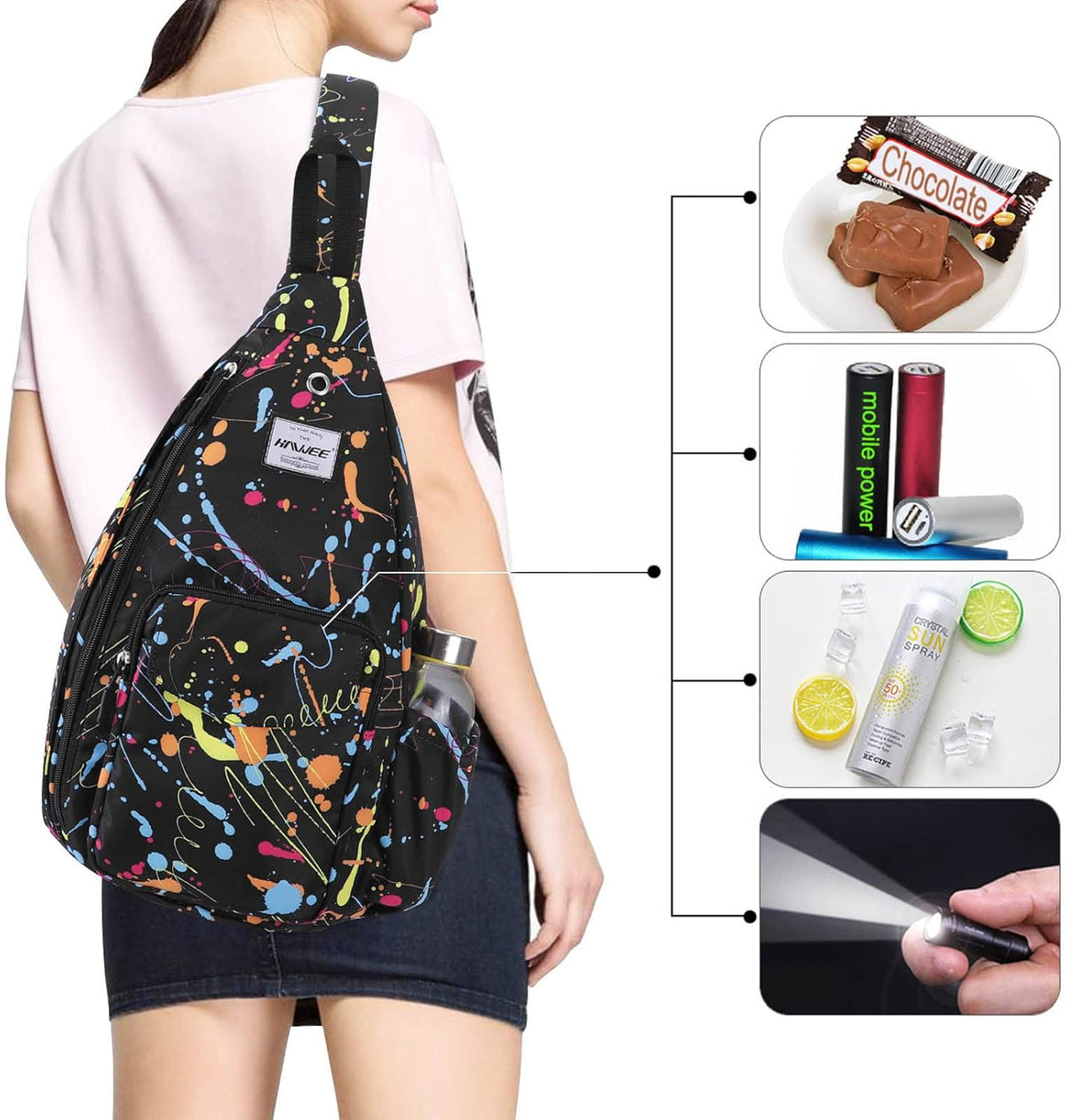 Backpack Sling for Women Anti-Water Crossbody Bag Inclined Adjustable Pack | Casual - Colors B