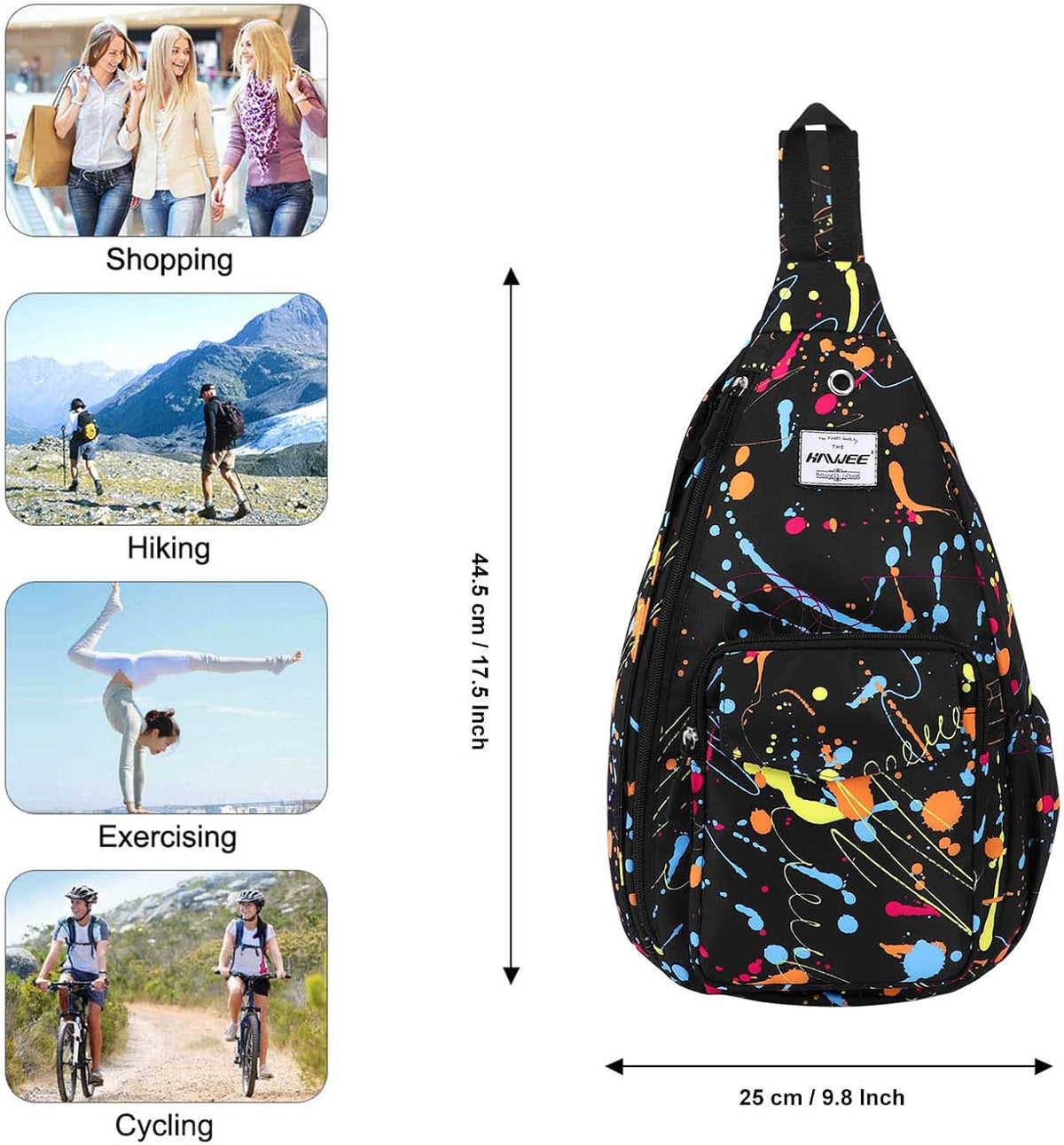 Backpack Sling for Women Anti-Water Crossbody Bag Inclined Adjustable Pack | Casual - Colors B