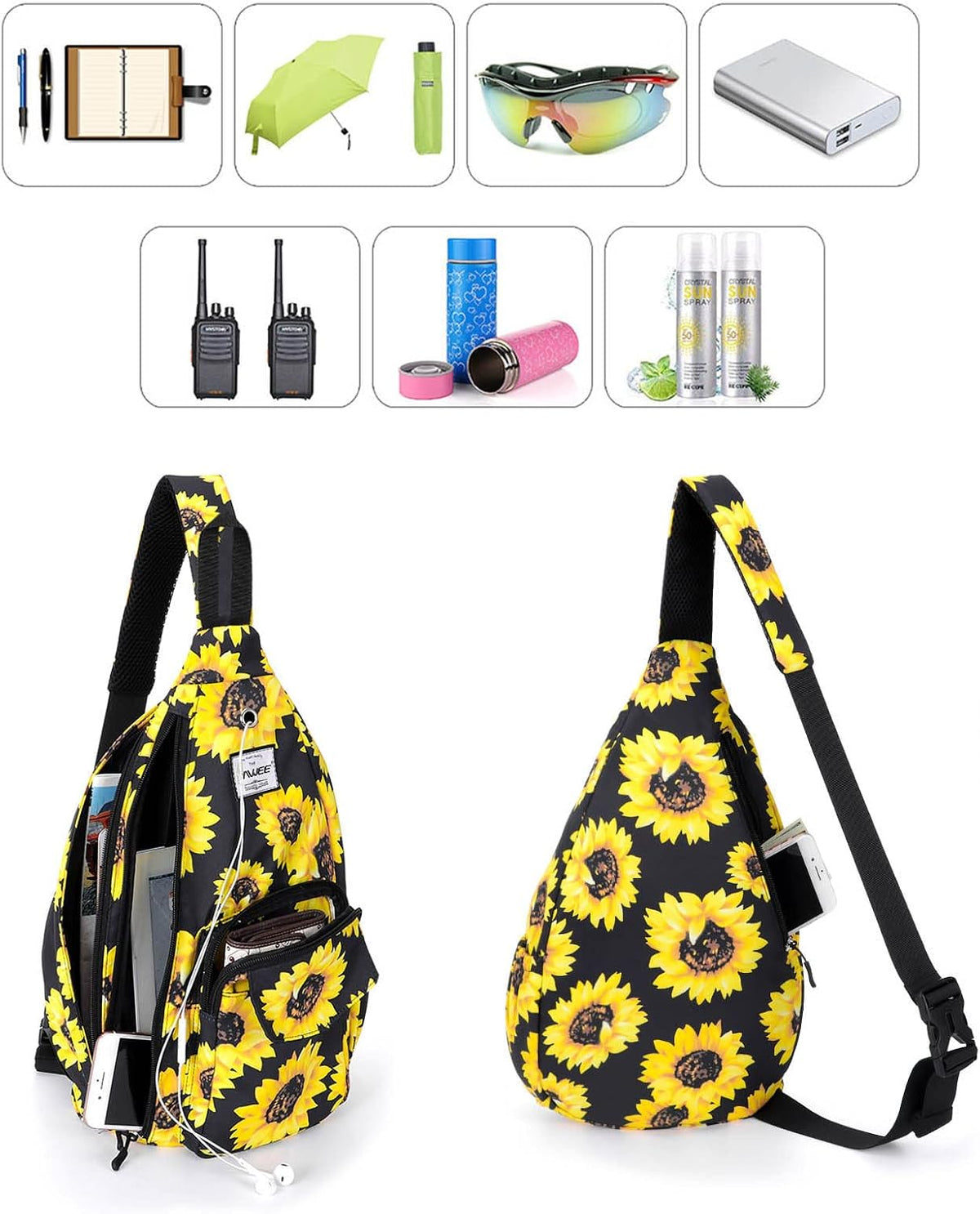 Backpack Sling for Women Anti-Water Crossbody Bag Inclined Adjustable Pack | Casual - Colors B