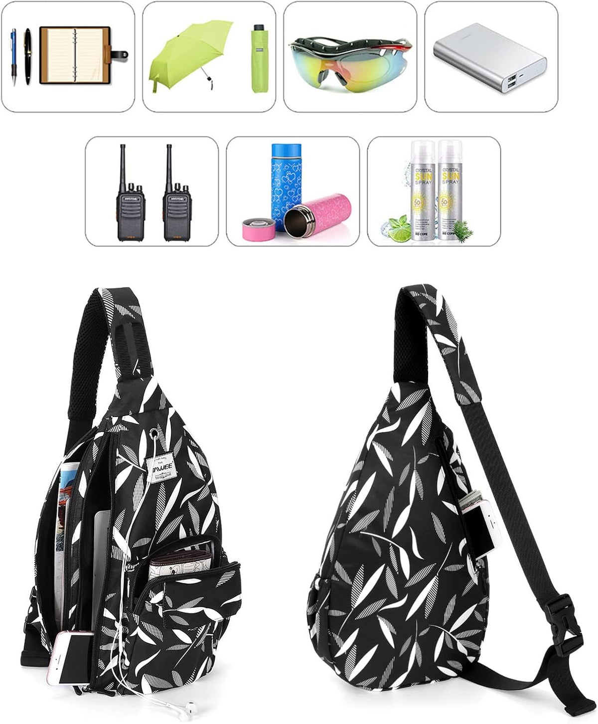Backpack Sling for Women Anti-Water Crossbody Bag Inclined Adjustable Pack | Casual - Colors B