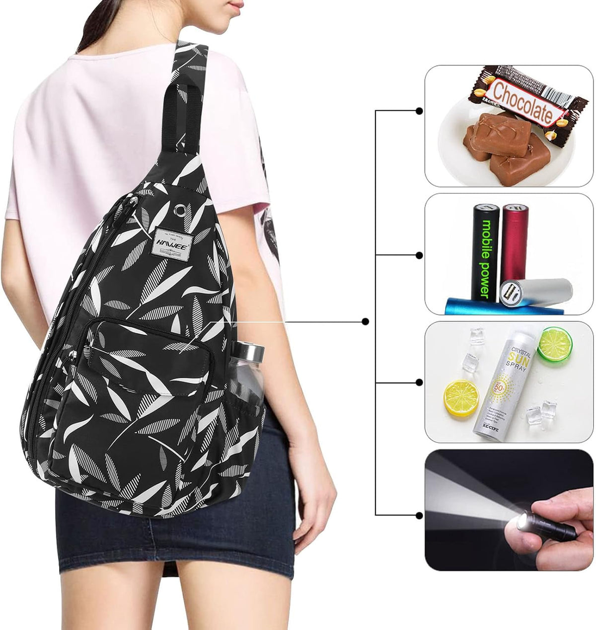 Backpack Sling for Women Anti-Water Crossbody Bag Inclined Adjustable Pack | Casual - Colors B