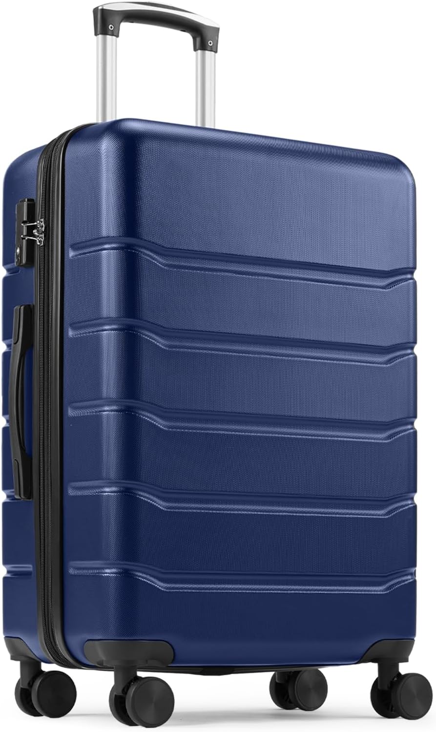 20 Inch Carry-On Luggage, Hard Shell Rolling Suitcase with TSA Lock, Expandable Lightweight Luggage with Spinner Wheels, Black