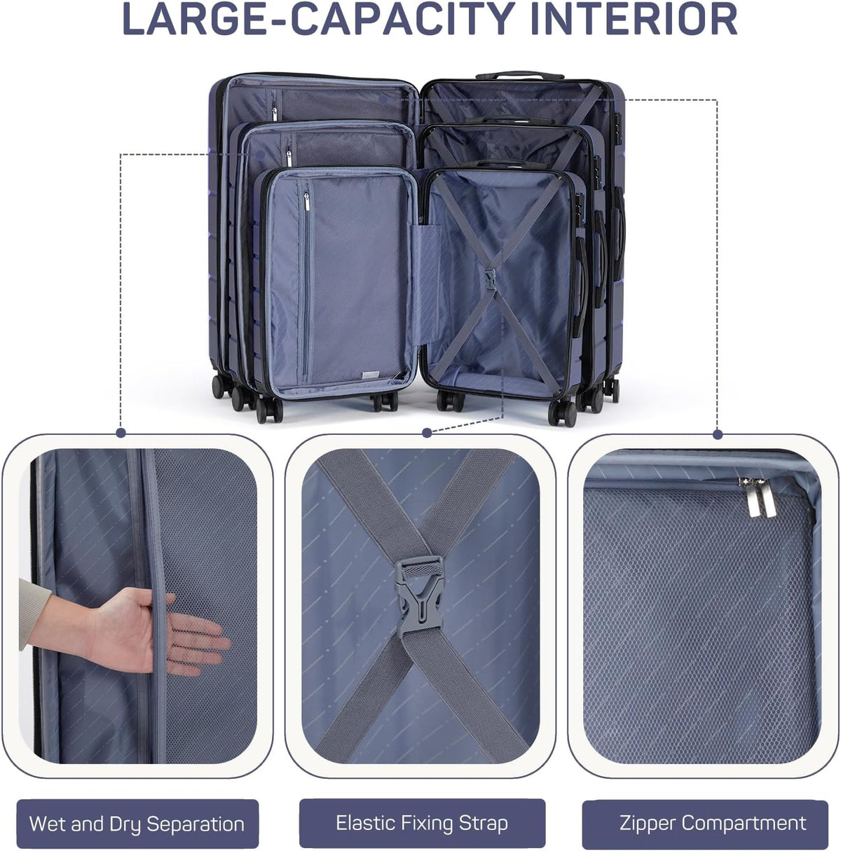 20 Inch Carry-On Luggage, Hard Shell Rolling Suitcase with TSA Lock, Expandable Lightweight Luggage with Spinner Wheels, Black
