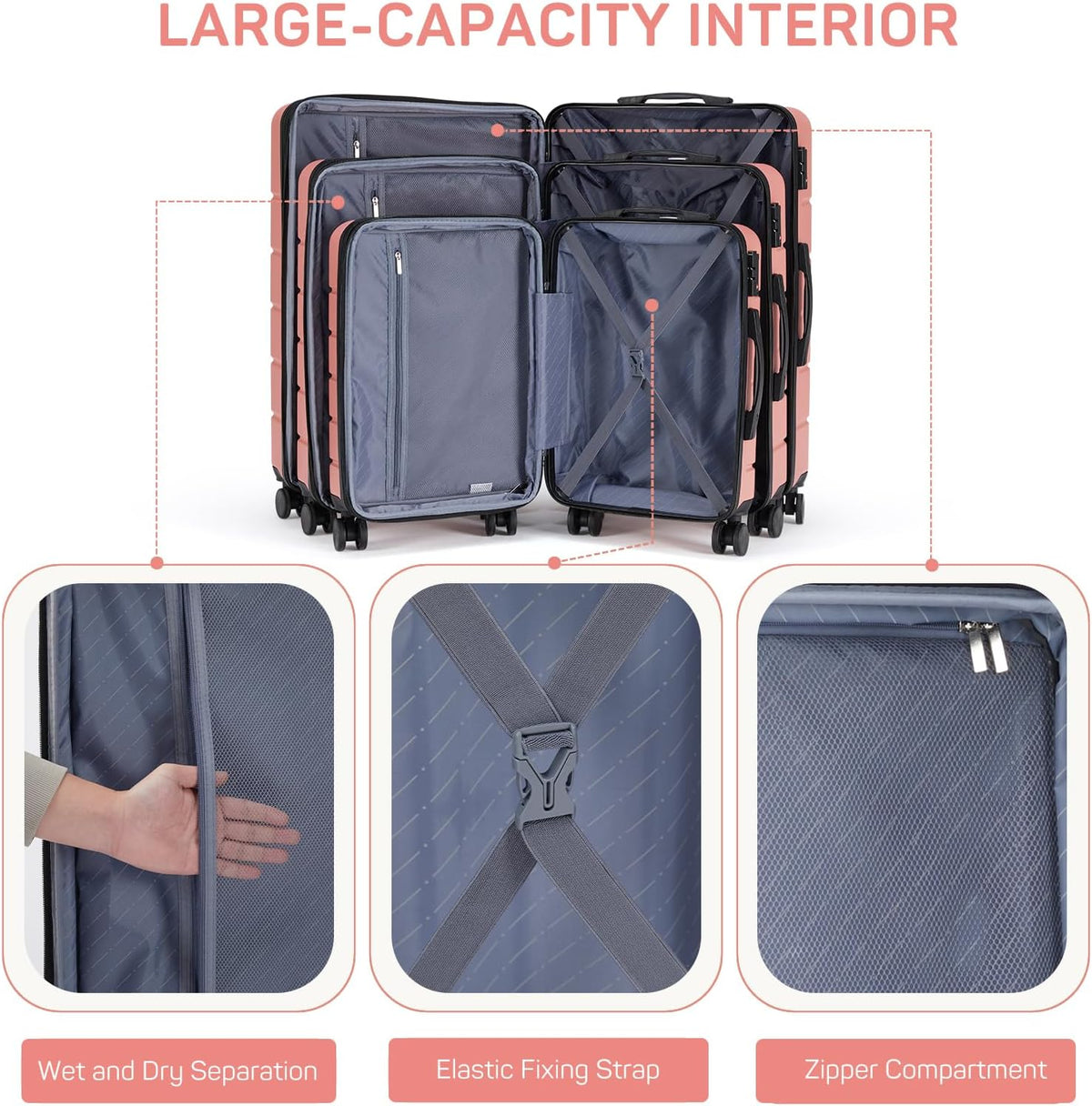 20 Inch Carry-On Luggage, Hard Shell Rolling Suitcase with TSA Lock, Expandable Lightweight Luggage with Spinner Wheels, Black
