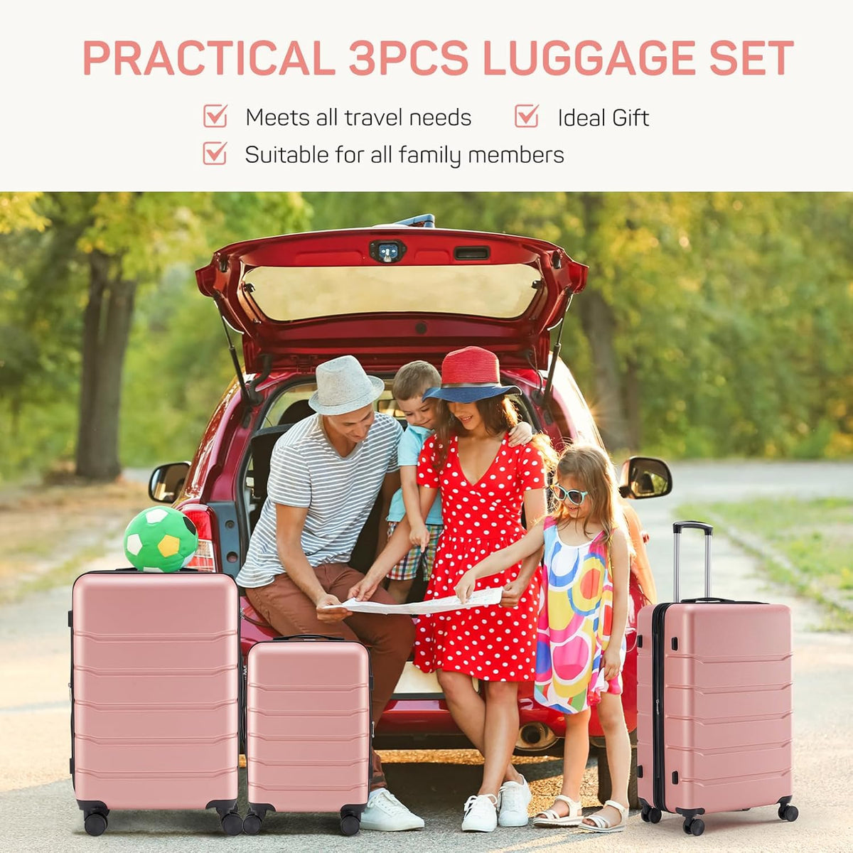 20 Inch Carry-On Luggage, Hard Shell Rolling Suitcase with TSA Lock, Expandable Lightweight Luggage with Spinner Wheels, Black