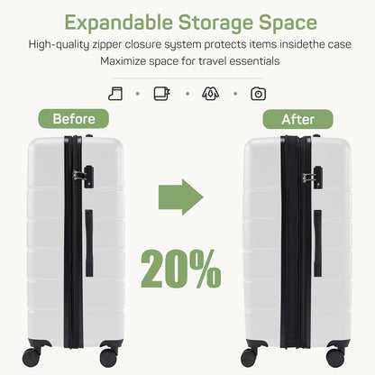 20 Inch Carry-On Luggage, Hard Shell Rolling Suitcase with TSA Lock, Expandable Lightweight Luggage with Spinner Wheels, Black