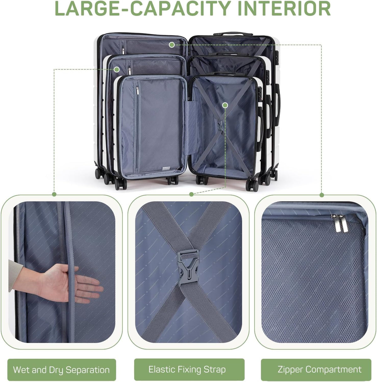 20 Inch Carry-On Luggage, Hard Shell Rolling Suitcase with TSA Lock, Expandable Lightweight Luggage with Spinner Wheels, Black