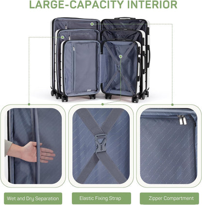 20 Inch Carry-On Luggage, Hard Shell Rolling Suitcase with TSA Lock, Expandable Lightweight Luggage with Spinner Wheels, Black