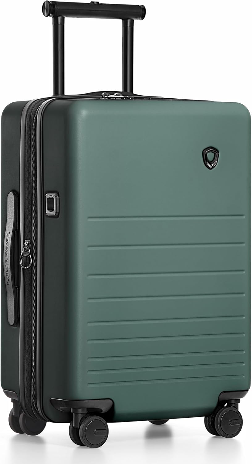 Markham Hardside Expandable Luggage with Double Spinner Wheels, Carry-On 21-Inch Suitcase, TSA Lock, 21-Inch, Green