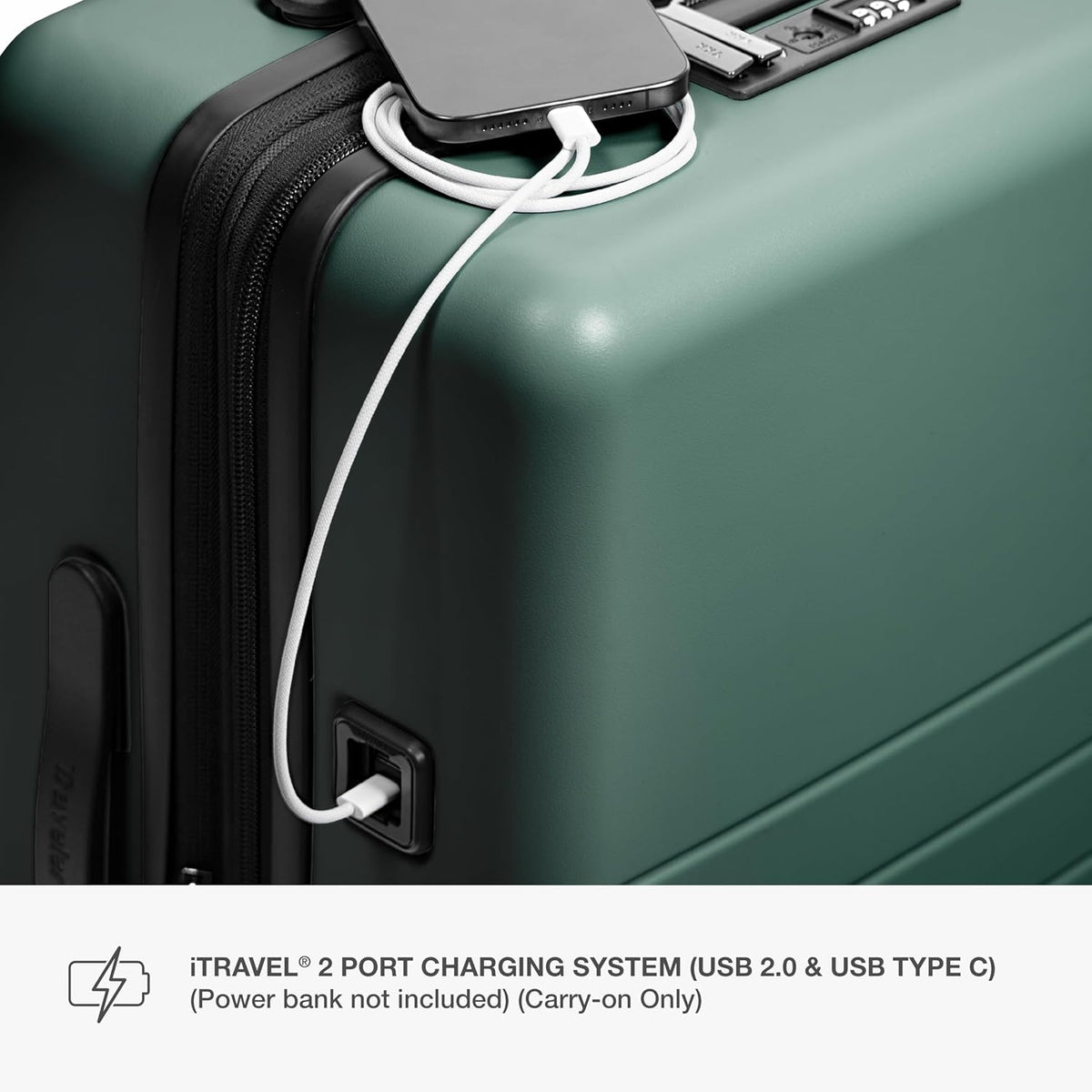 Markham Hardside Expandable Luggage with Double Spinner Wheels, Carry-On 21-Inch Suitcase, TSA Lock, 21-Inch, Green