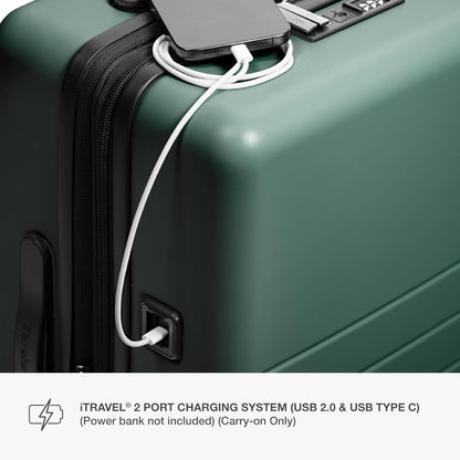 Markham Hardside Expandable Luggage with Double Spinner Wheels, Carry-On 21-Inch Suitcase, TSA Lock, 21-Inch, Green
