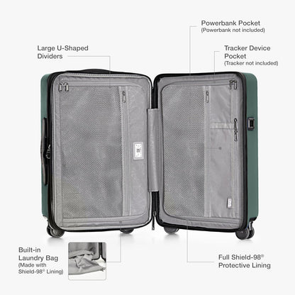 Markham Hardside Expandable Luggage with Double Spinner Wheels, Carry-On 21-Inch Suitcase, TSA Lock, 21-Inch, Green
