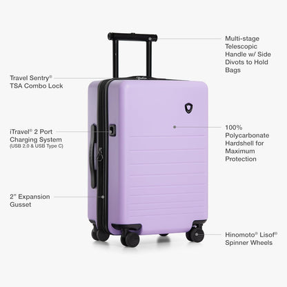 Markham Hardside Expandable Luggage with Double Spinner Wheels, Carry-On 21-Inch Suitcase, TSA Lock, 21-Inch, Green