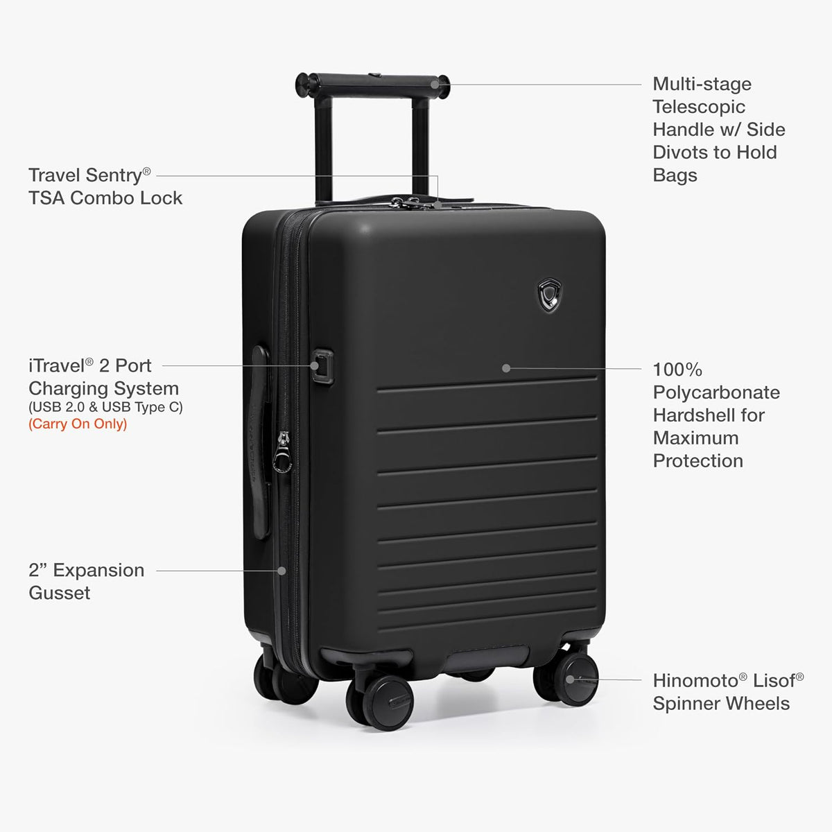 Markham Hardside Expandable Luggage with Double Spinner Wheels, Carry-On 21-Inch Suitcase, TSA Lock, 21-Inch, Green