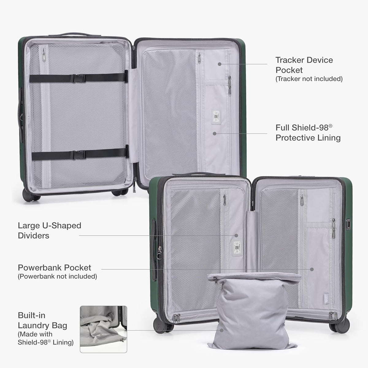 Markham Hardside Expandable Luggage with Double Spinner Wheels, Carry-On 21-Inch Suitcase, TSA Lock, 21-Inch, Green