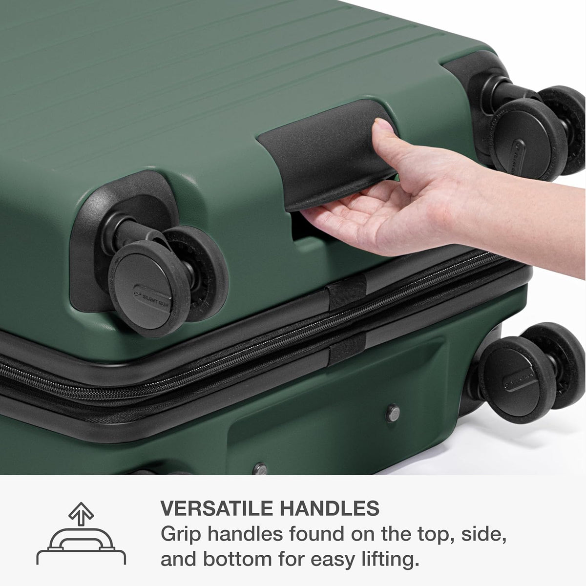 Markham Hardside Expandable Luggage with Double Spinner Wheels, Carry-On 21-Inch Suitcase, TSA Lock, 21-Inch, Green