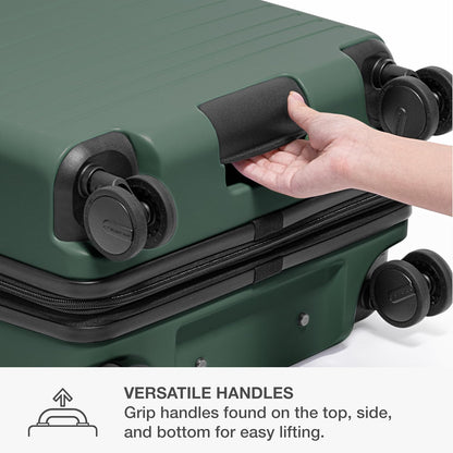 Markham Hardside Expandable Luggage with Double Spinner Wheels, Carry-On 21-Inch Suitcase, TSA Lock, 21-Inch, Green