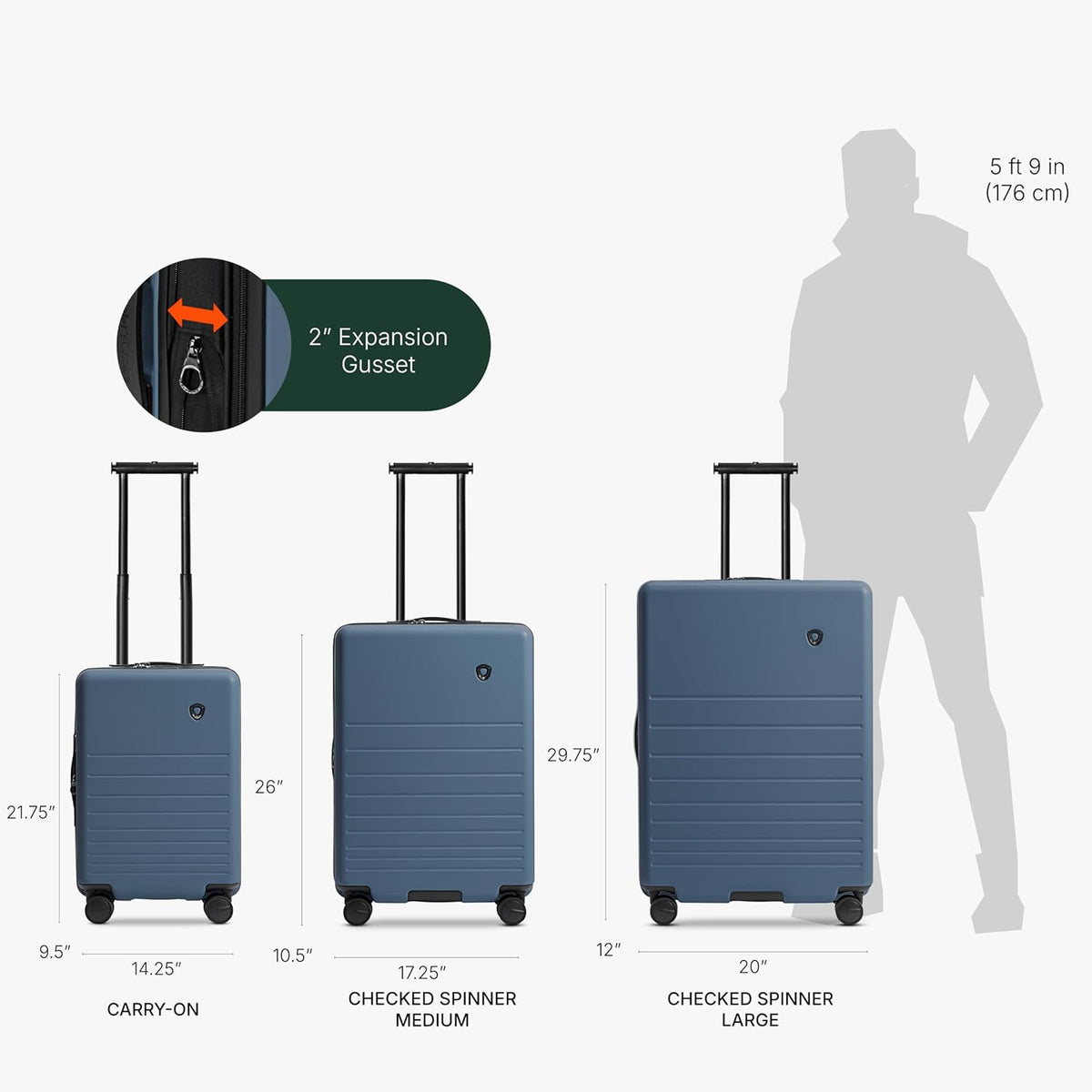 Markham Hardside Expandable Luggage with Double Spinner Wheels, Carry-On 21-Inch Suitcase, TSA Lock, 21-Inch, Green
