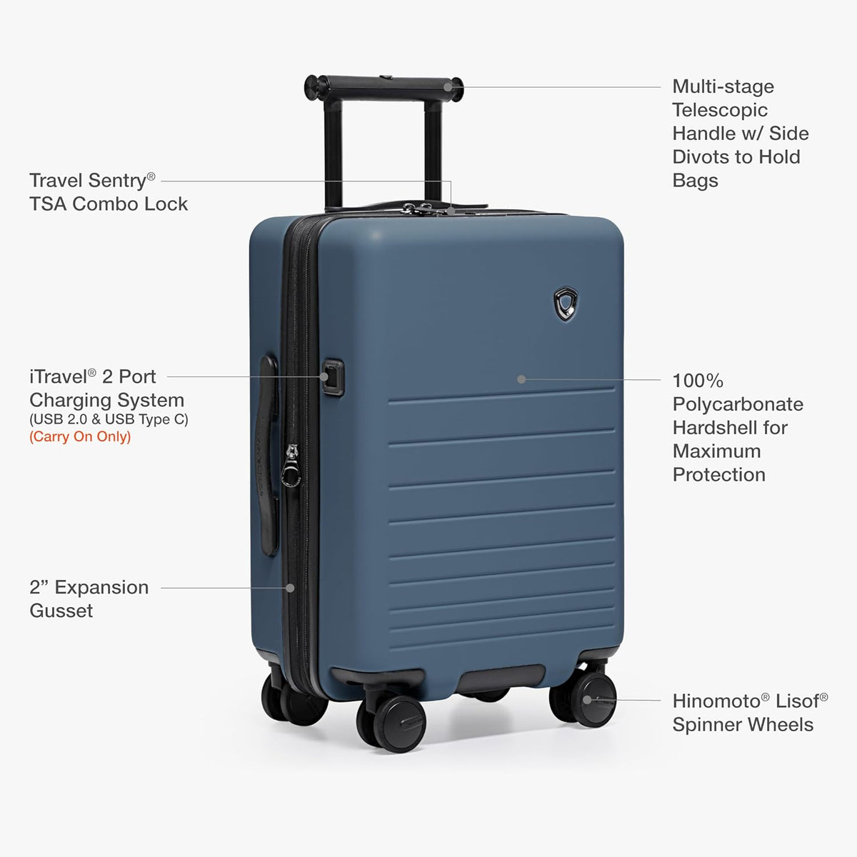Markham Hardside Expandable Luggage with Double Spinner Wheels, Carry-On 21-Inch Suitcase, TSA Lock, 21-Inch, Green