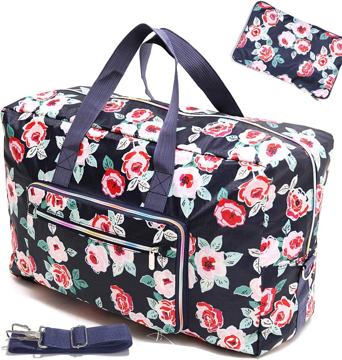 Large Foldable Travel Duffel Bag, Sports Tote Gym Bag For Women with Trolley Sleeve Weekender Overnight Carry On Checked Luggage Bag Hospital Bag Tote Shoulder Handbag Bag