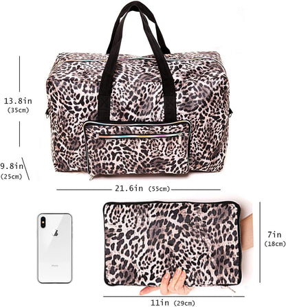 Large Foldable Travel Duffel Bag, Sports Tote Gym Bag For Women with Trolley Sleeve Weekender Overnight Carry On Checked Luggage Bag Hospital Bag Tote Shoulder Handbag Bag