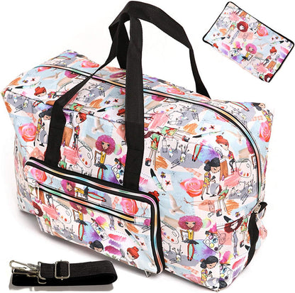 Large Foldable Travel Duffel Bag, Sports Tote Gym Bag For Women with Trolley Sleeve Weekender Overnight Carry On Checked Luggage Bag Hospital Bag Tote Shoulder Handbag Bag