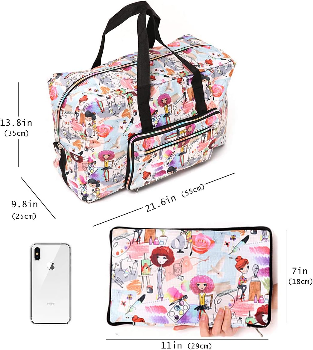 Large Foldable Travel Duffel Bag, Sports Tote Gym Bag For Women with Trolley Sleeve Weekender Overnight Carry On Checked Luggage Bag Hospital Bag Tote Shoulder Handbag Bag