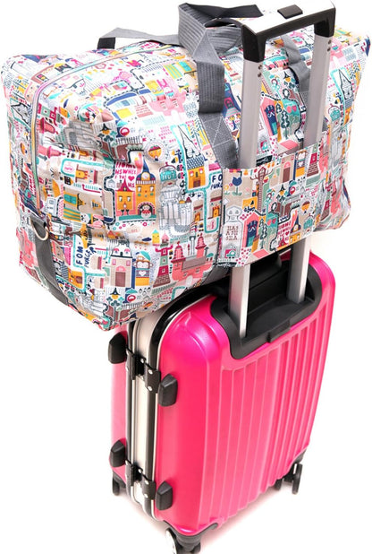 Large Foldable Travel Duffel Bag, Sports Tote Gym Bag For Women with Trolley Sleeve Weekender Overnight Carry On Checked Luggage Bag Hospital Bag Tote Shoulder Handbag Bag