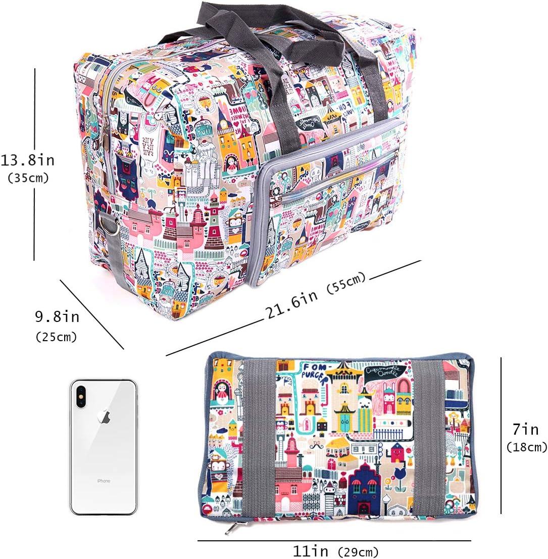 Large Foldable Travel Duffel Bag, Sports Tote Gym Bag For Women with Trolley Sleeve Weekender Overnight Carry On Checked Luggage Bag Hospital Bag Tote Shoulder Handbag Bag