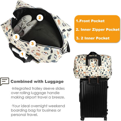 Large Foldable Travel Duffel Bag, Sports Tote Gym Bag For Women with Trolley Sleeve Weekender Overnight Carry On Checked Luggage Bag Hospital Bag Tote Shoulder Handbag Bag