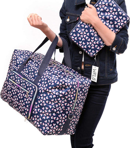 Large Foldable Travel Duffel Bag, Sports Tote Gym Bag For Women with Trolley Sleeve Weekender Overnight Carry On Checked Luggage Bag Hospital Bag Tote Shoulder Handbag Bag
