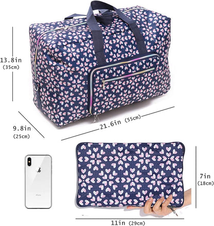 Large Foldable Travel Duffel Bag, Sports Tote Gym Bag For Women with Trolley Sleeve Weekender Overnight Carry On Checked Luggage Bag Hospital Bag Tote Shoulder Handbag Bag