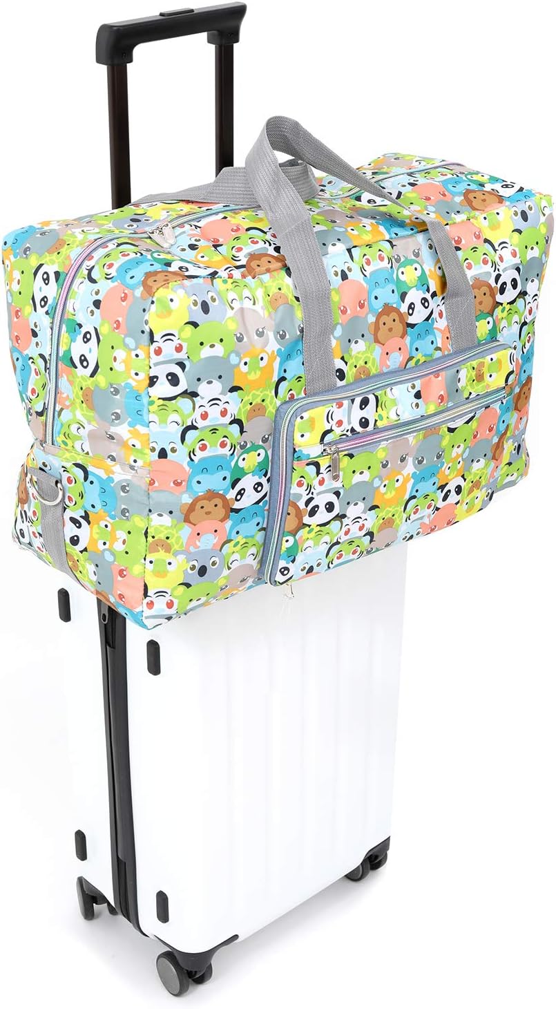 Large Foldable Travel Duffel Bag, Sports Tote Gym Bag For Women with Trolley Sleeve Weekender Overnight Carry On Checked Luggage Bag Hospital Bag Tote Shoulder Handbag Bag