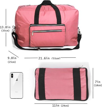 Large Foldable Travel Duffel Bag, Sports Tote Gym Bag For Women with Trolley Sleeve Weekender Overnight Carry On Checked Luggage Bag Hospital Bag Tote Shoulder Handbag Bag